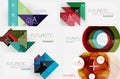 Set of minimalistic geometric banners with triangles and circles and other shapes. Web design or business slogan