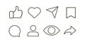 Set of Minimalistic Social Media Icons - Like, Comment, Share, and More - Vector Illustration Royalty Free Stock Photo