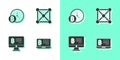 Set Mining bitcoin from laptop, Bitcoin with clock, monitor and Blockchain technology icon. Vector