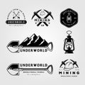 Set of mining vintage logo emblem vector badge retro illustration design Royalty Free Stock Photo