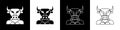 Set Minotaur icon isolated on black and white background. Mythical greek powerful creature the half human bull legendary Royalty Free Stock Photo