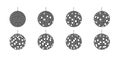 Set of mirror discoballs with black and white pixel textures. Vintage mirrorballs in 70s 80s 90s discotheque style