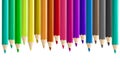 Set misaligned coloured pencils side by side seamless isolated Royalty Free Stock Photo