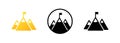 Set of mission icons. Mountain with a flag on the top icon in black. Mission concept. Goal. Success. Vector EPS 10. Isolated on Royalty Free Stock Photo