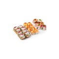 set Mix baked sushi rolls white background isolated Royalty Free Stock Photo