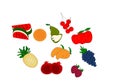 Set of Mix Fruit Vector Illustration.