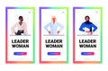 set mix race businesswomen leader in formal wear successful business women leadership best boss concept