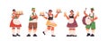 Set mix race waiters holding beer mugs Oktoberfest party celebration concept