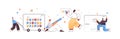 set mix race web developers team creating program code development of software and programming concept Royalty Free Stock Photo