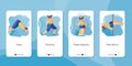 Set of mobile app page design, screen set on effective sports for plus size women theme