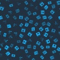 Set Mobile Apps, Software, Flowchart and Debugging on seamless pattern. Vector
