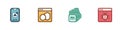 Set Mobile Apps, Software, Processor and System bug icon. Vector