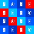 Set Mobile with broken screen, shield, and smart home icon. Vector Royalty Free Stock Photo