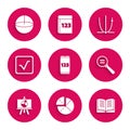 Set Mobile calculator interface, Graph, schedule, chart, diagram, Open book, Calculation, Chalkboard with, Square root