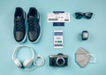 Set with mobile covid passport and urban holiday accessories