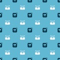 Set Mobile with heart rate and Bench barbel on seamless pattern. Vector