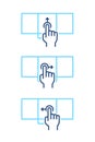 Set of mobile phone with different swipe gesture blue line icons. Smartphone with interface carousel sides. UI control