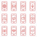 Set of mobile phone icons in thin line style. Contact and communication web icons Royalty Free Stock Photo