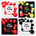 Set of mobile sale banners with Shiny Balloons. Black Friday sale banners. Vector illustrations of online shopping Royalty Free Stock Photo