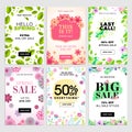 Set of mobile spring sale banners Royalty Free Stock Photo