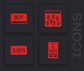 Set Mobile stock trading, Buy button, Bitcoin browser and Zero cost icon. Vector Royalty Free Stock Photo