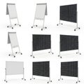 Set of mobile whiteboards and pegboards isolated on white background Royalty Free Stock Photo