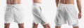 Set mockup of white loose shorts for running, training, undershorts with a compression line of underpants, stretch lining Royalty Free Stock Photo
