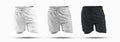 Set of mockups of men`s sports shorts with compression undershorts 3D render Royalty Free Stock Photo