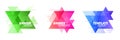 Set of modern abstract vector banners. Isolated gradient triangles with geometric lines, dots.