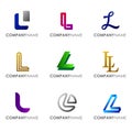 Set of modern alphabet logo design letter L