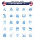 Set of 25 Modern Blues pack on USA Independence Day badge; celebration; usa; bird; wedding
