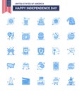 Set Of 25 Modern Blues Pack On USA Independence Day Bird; Flag; Soda; Badge; American