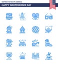 Set of 16 Modern Blues pack on USA Independence Day cole; usa; heart; imerican; sunglasses Royalty Free Stock Photo