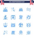 Set of 16 Modern Blues pack on USA Independence Day launcher; frankfurter; sports; food; music