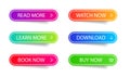 Set of modern button for infographic, web, modile, game. Colorful call action icon. Template gradient navigation button menu. Royalty Free Stock Photo