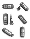 Set of modern car keys on white background Royalty Free Stock Photo