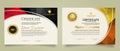 Set modern certificate template with triangle geometric polygon on circular lines ornate background