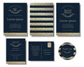 Set of Modern Chic Gold Wedding Invitation Card Vector Design. Royalty Free Stock Photo