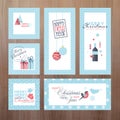 Set of modern Christmas and New Year greeting cards