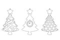 Set of Modern Christmas Tree. New Year`s Toy for laser cutting. Vector illustration Royalty Free Stock Photo
