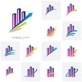 Set of Modern City Logo Concepts. Corporate Business Finance Logo design vector template - Vector Royalty Free Stock Photo