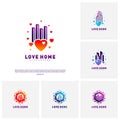 Set of Modern City Love Logo Design Concept. Business Love Building Logo Vector Template Royalty Free Stock Photo