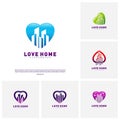 Set of Modern City Love Logo Design Concept. Business Love Building Logo Vector Template Royalty Free Stock Photo