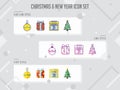 Set of Modern colorful christmas icon vector, new year and celeb