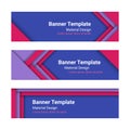 Set of modern colorful horizontal vector banners in a material d Royalty Free Stock Photo