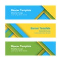 Set of modern colorful horizontal vector banners in a material design style. Royalty Free Stock Photo