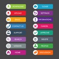 Set of modern colors buttons for website and ui, all 16 buttons set Royalty Free Stock Photo