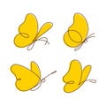 Set of modern continuous line butterfly. One line drawing of insect form for logo, card, banner, poster flyer.