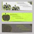 Set of modern design banners headers template with abstract cube apple pattern Royalty Free Stock Photo