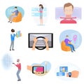 Set of modern different icons of virtual or augmented reality Royalty Free Stock Photo